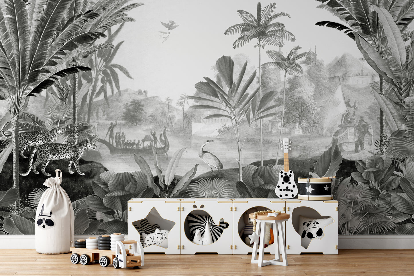 B/W Leopard Landscape wallpaper for renters