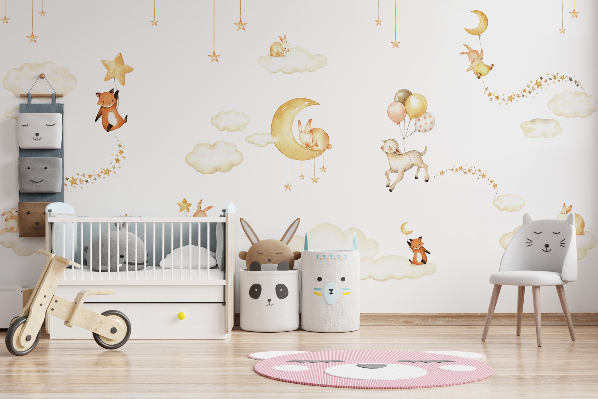 Whimsical Sweet Dreams wallpaper with floating animals