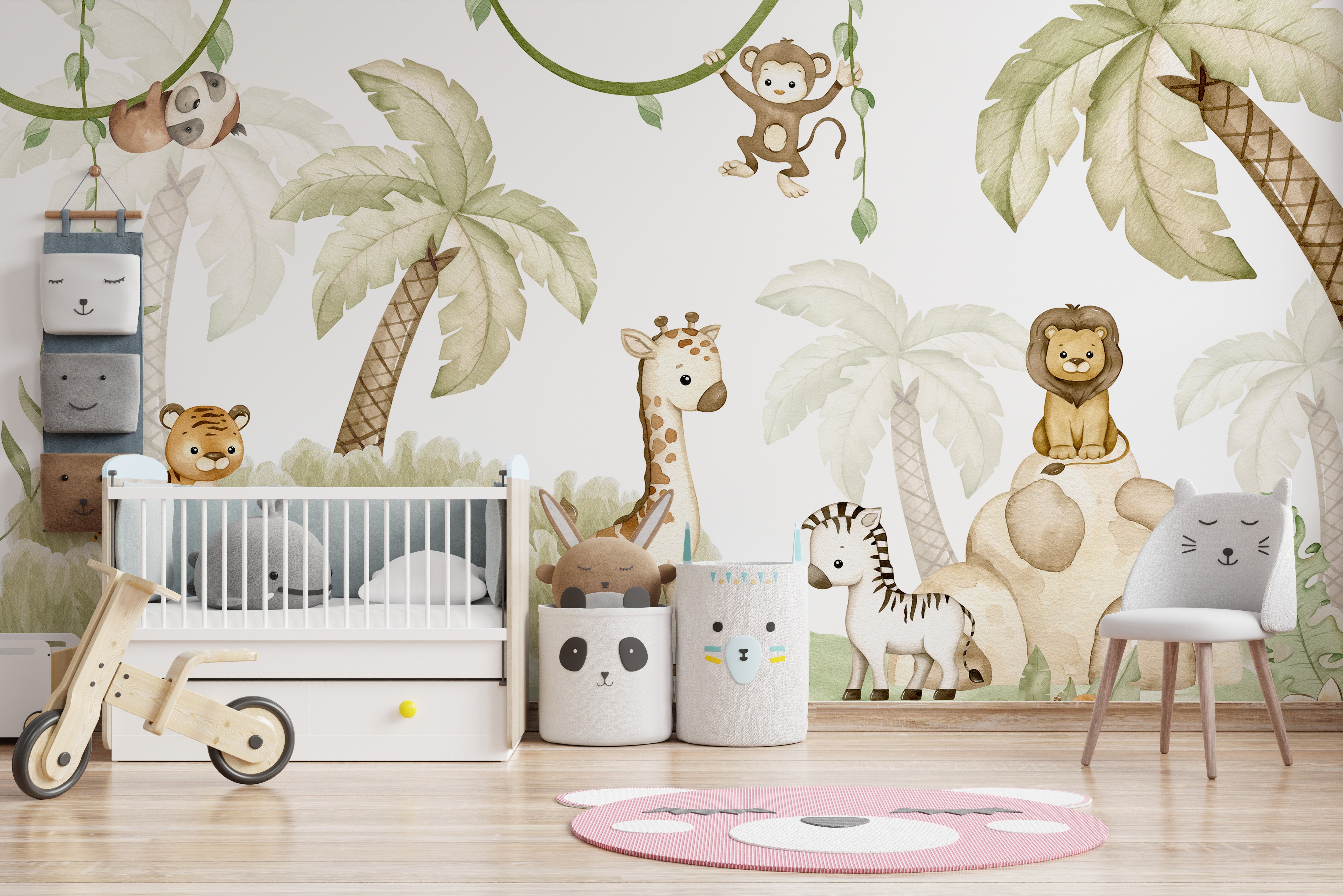 Playful baby safari animal wall decor