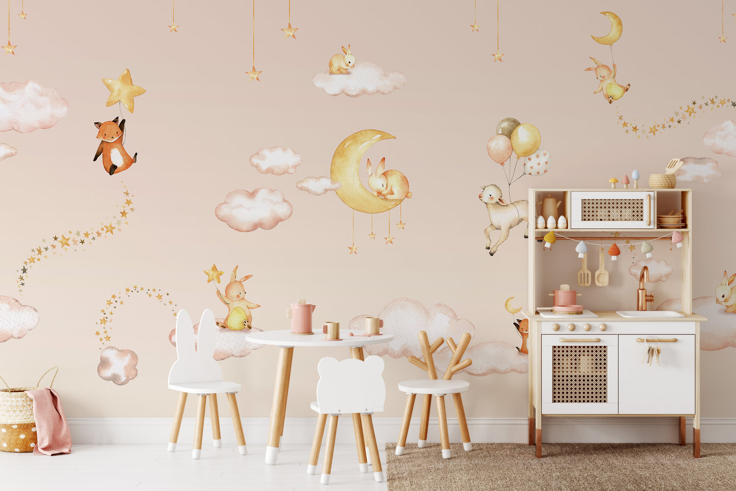 Pink Sweet dreams wallpaper for kids room