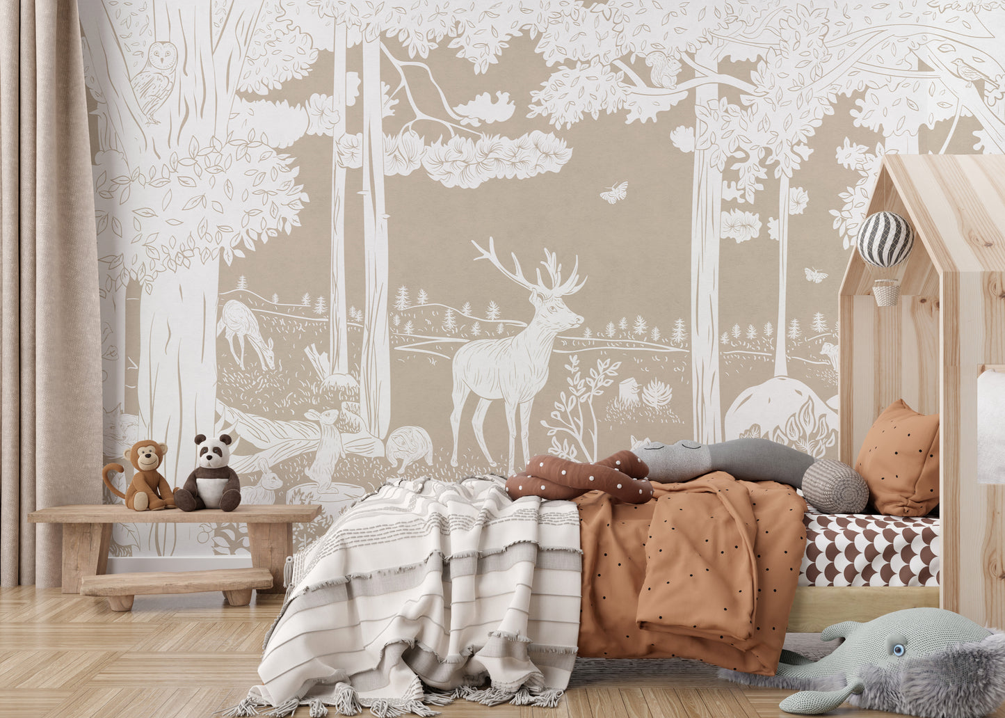 Monochrome Forest Brown Wall Mural
