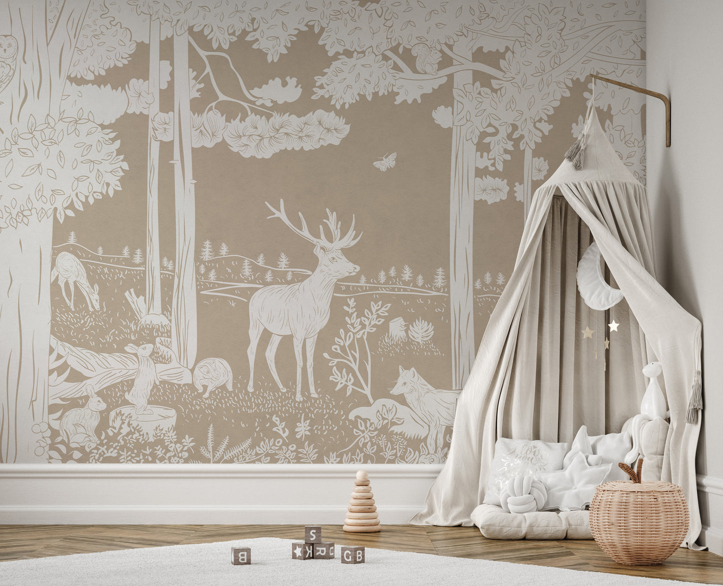 Monochrome Forest Brown Wall Mural