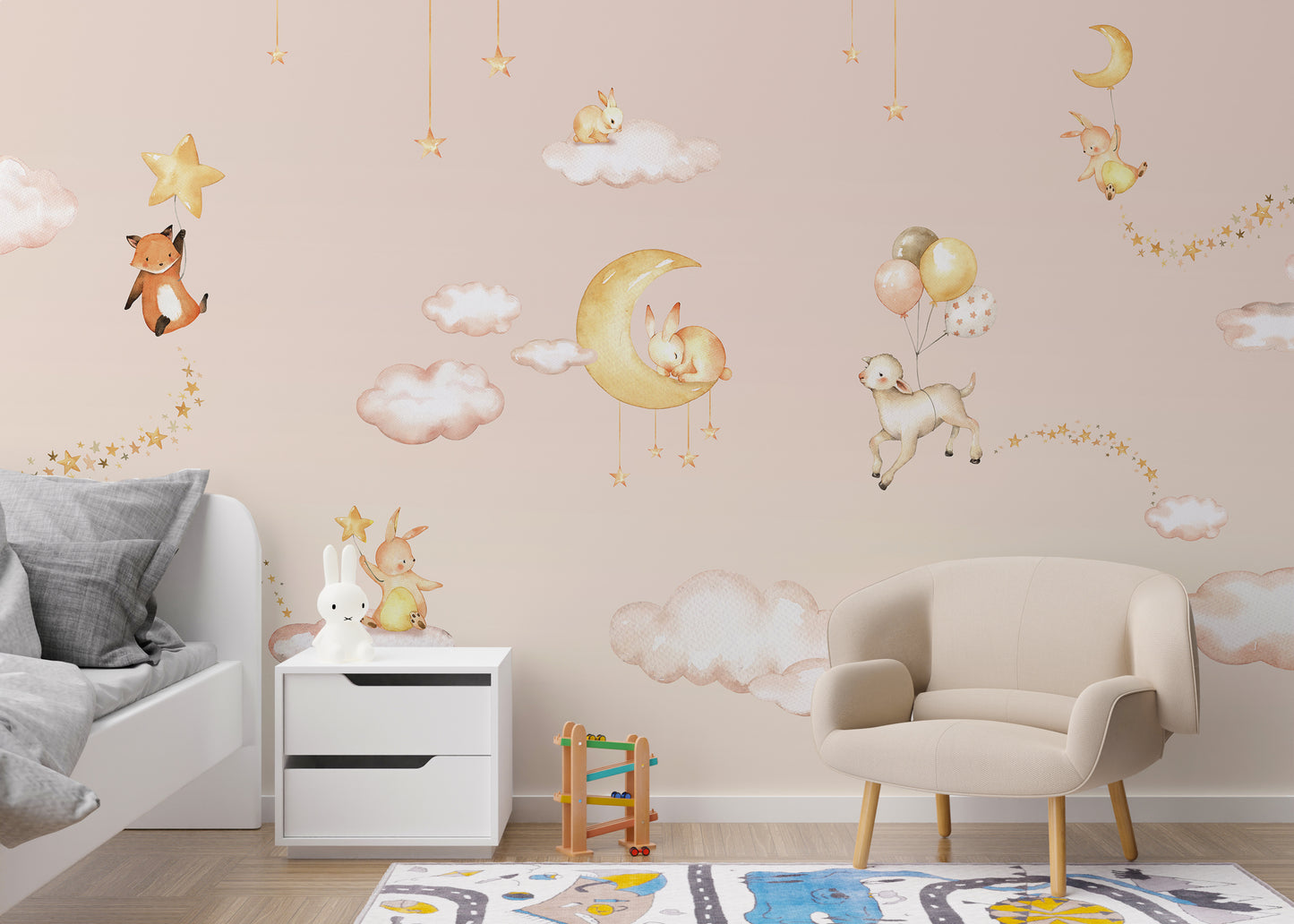 Pink Sweet dreams wallpaper for kids room