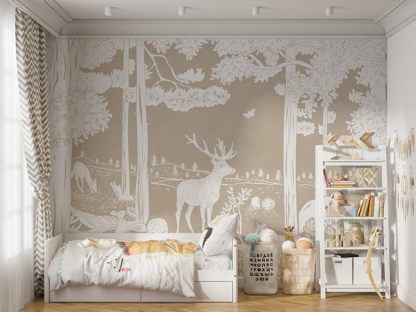 Monochrome Forest Brown Wall Mural