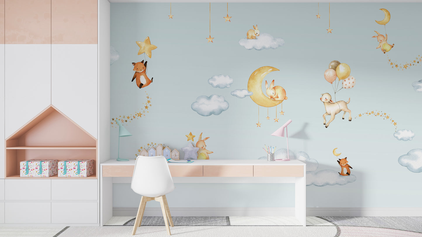 Blue Sweets dreams wallpaper for kids room