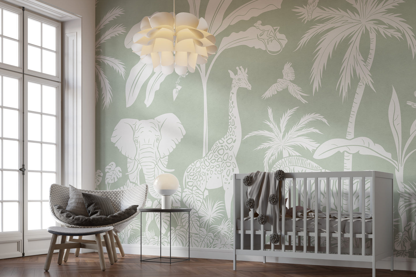 Jungle Green Monochrome Wall Mural
