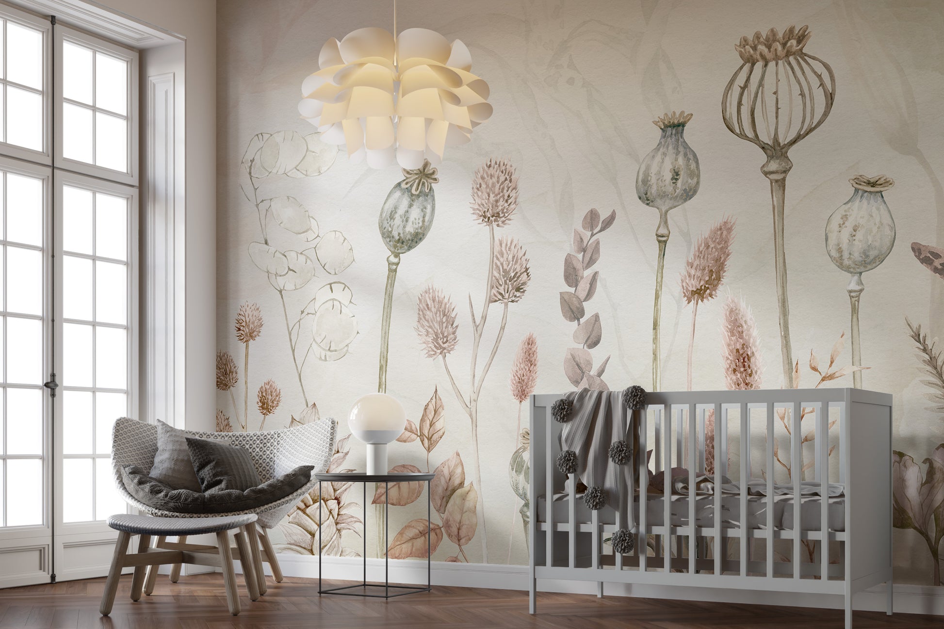 Warm autumn flowers mural for interiors