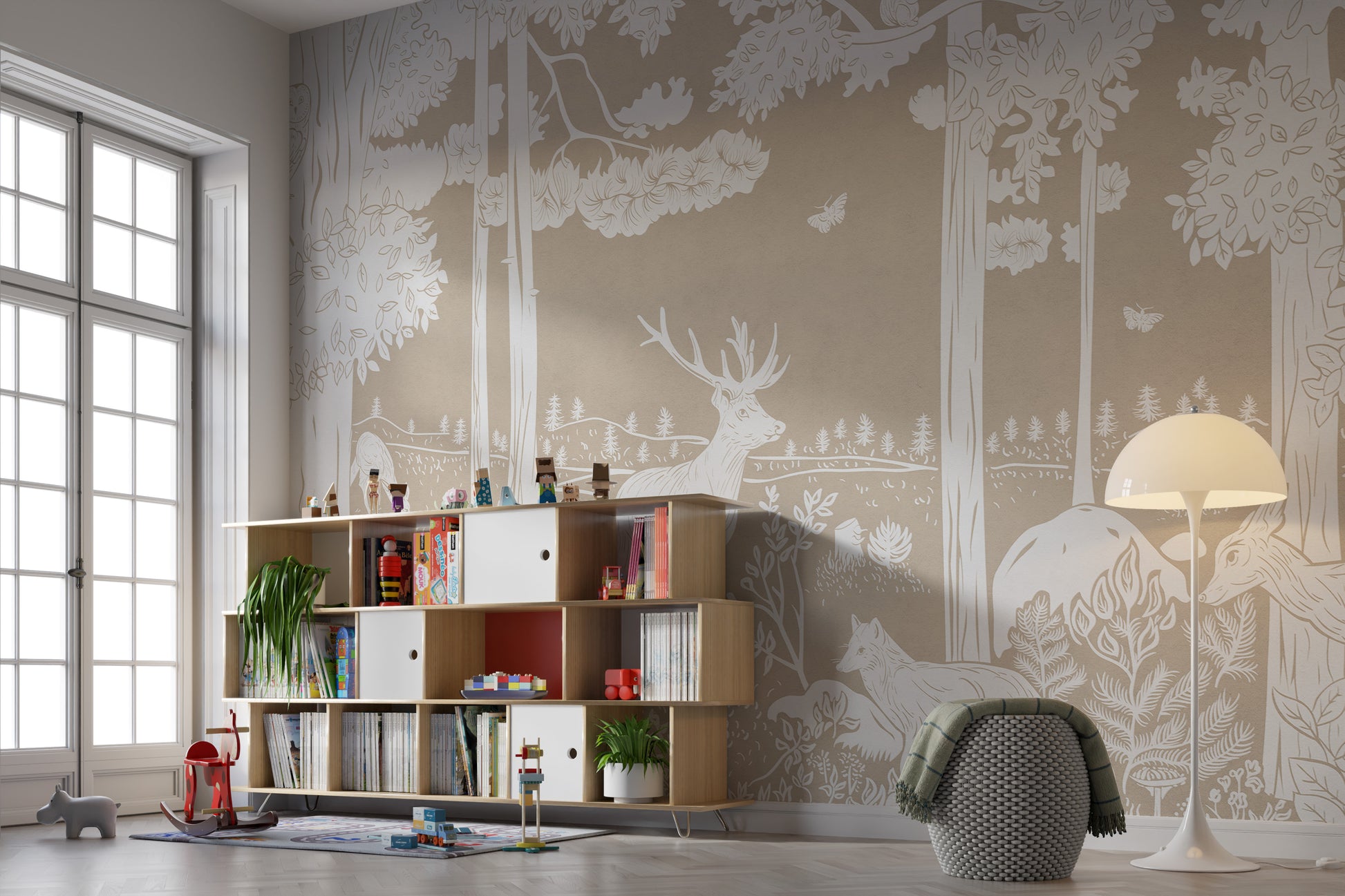 Elegant Monochrome Forest Mural
