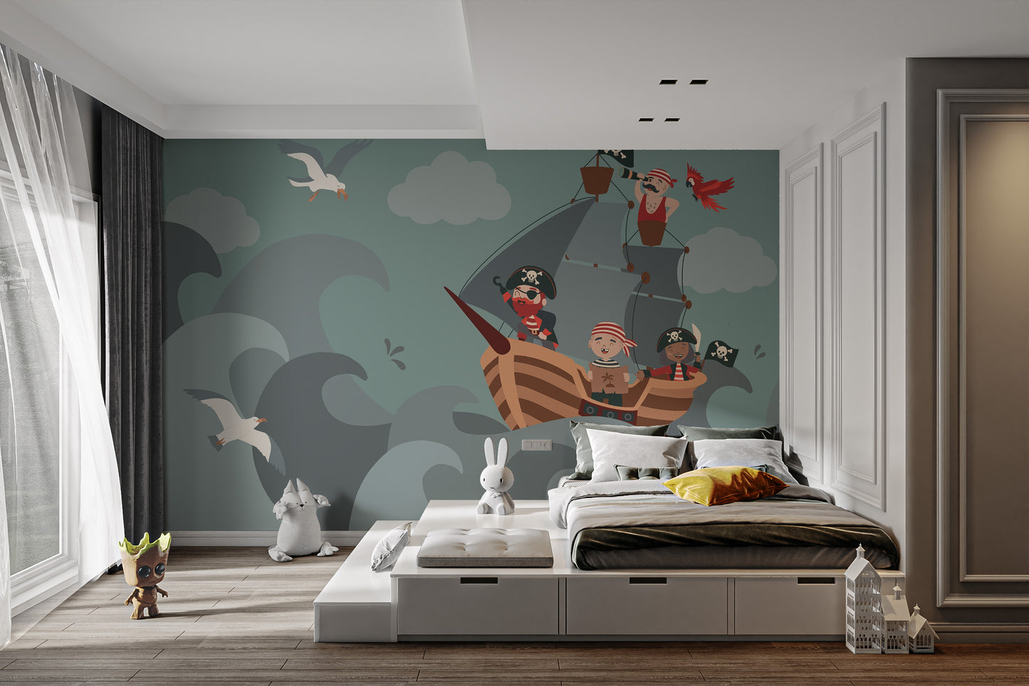 Cartoon Pirate Ship Wallpaper Mural