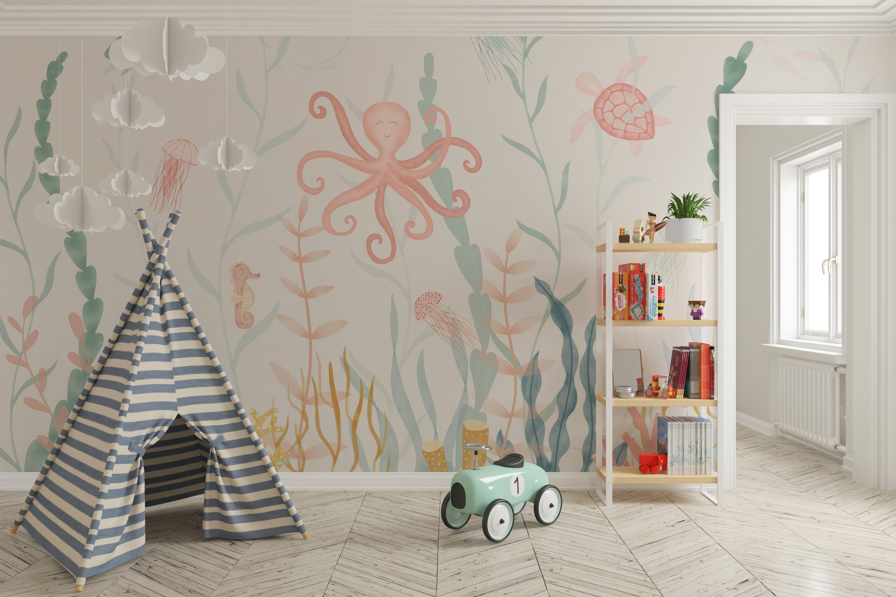 Pastel Marine Symphony Mural - Giffywalls