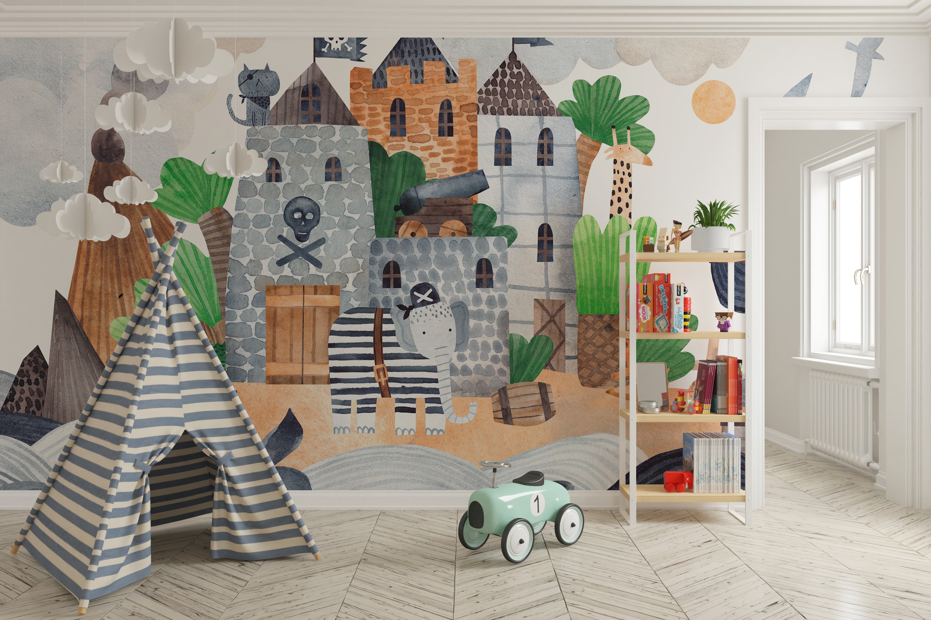 Pirate stronghold wallpaper mural design
