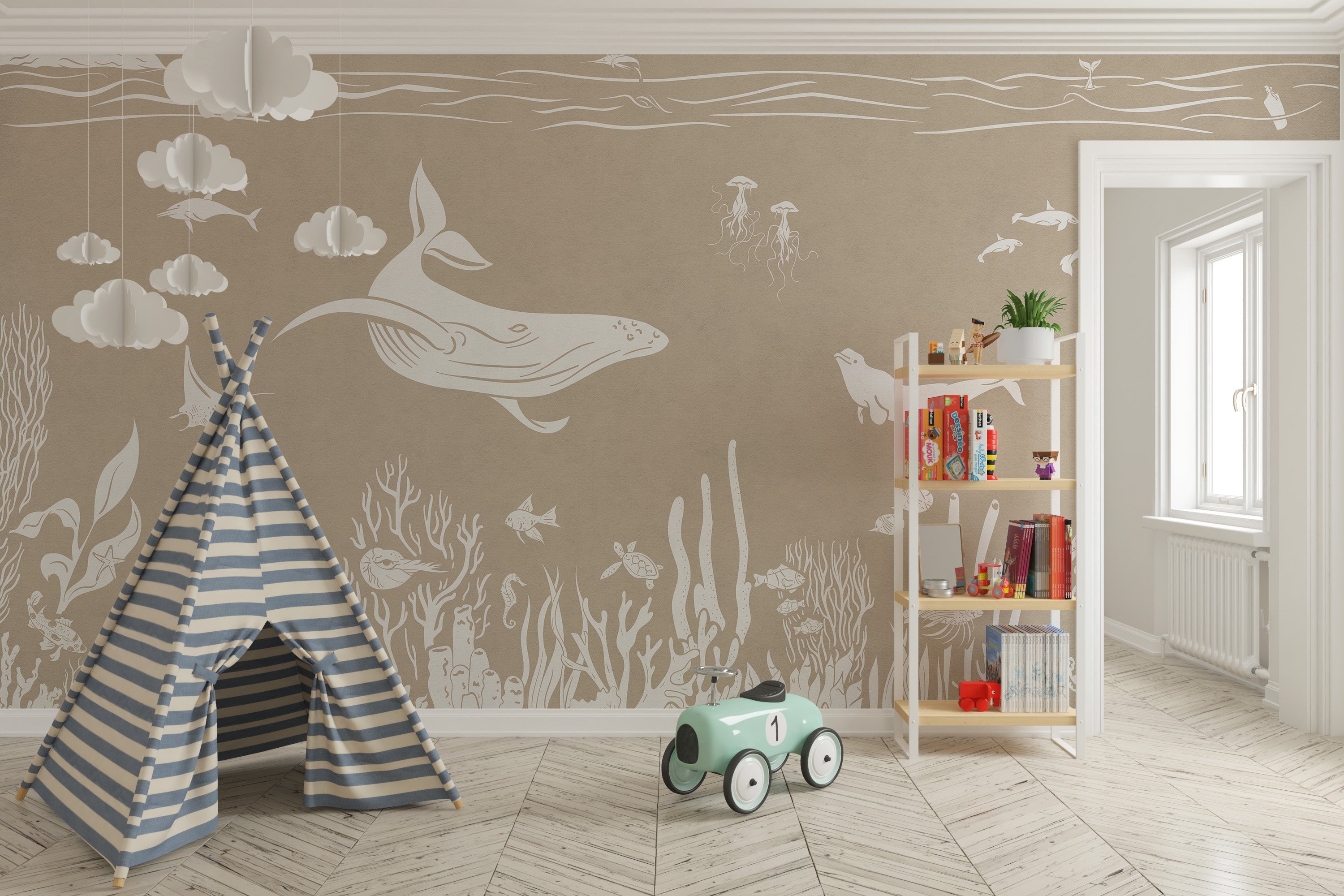 Sea Brown Monochrome Wall Mural
