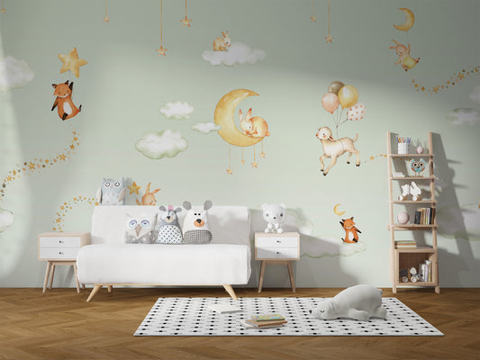 Green Sweet dreams wallpaper for kids room