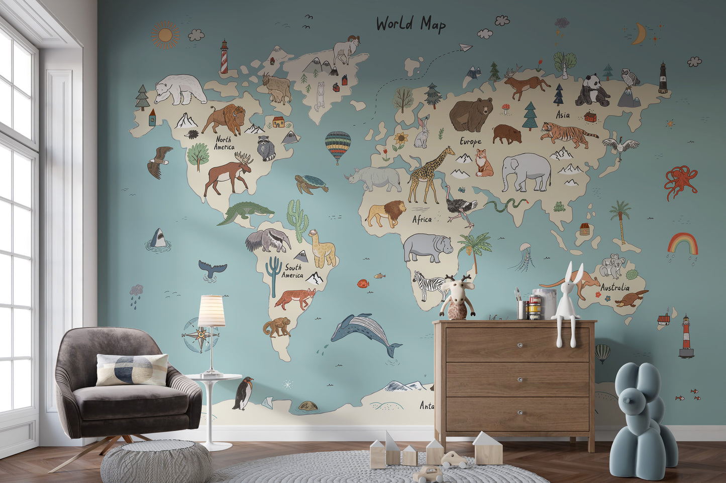 Animal Adventure Atlas Mural