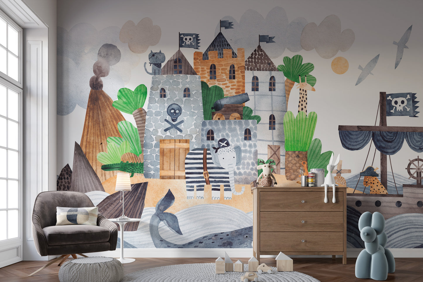 Pirate Fortress Wall Mural for Adventurous Themes