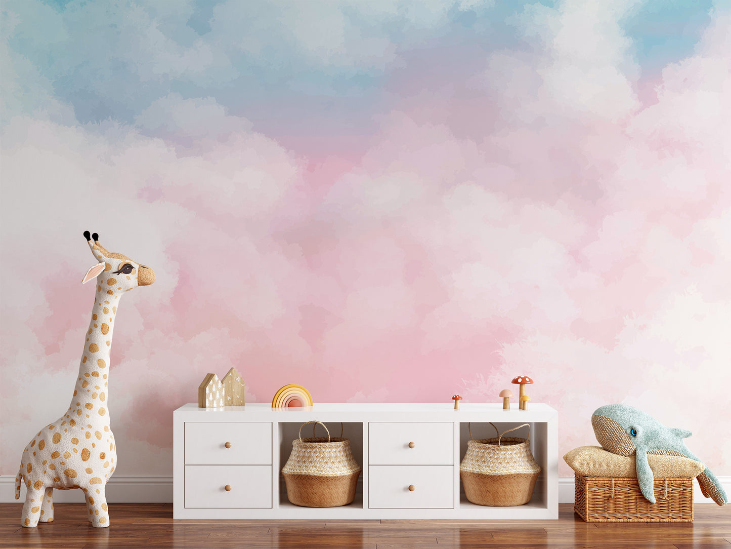 Serene Cotton Candy Horizon Mural