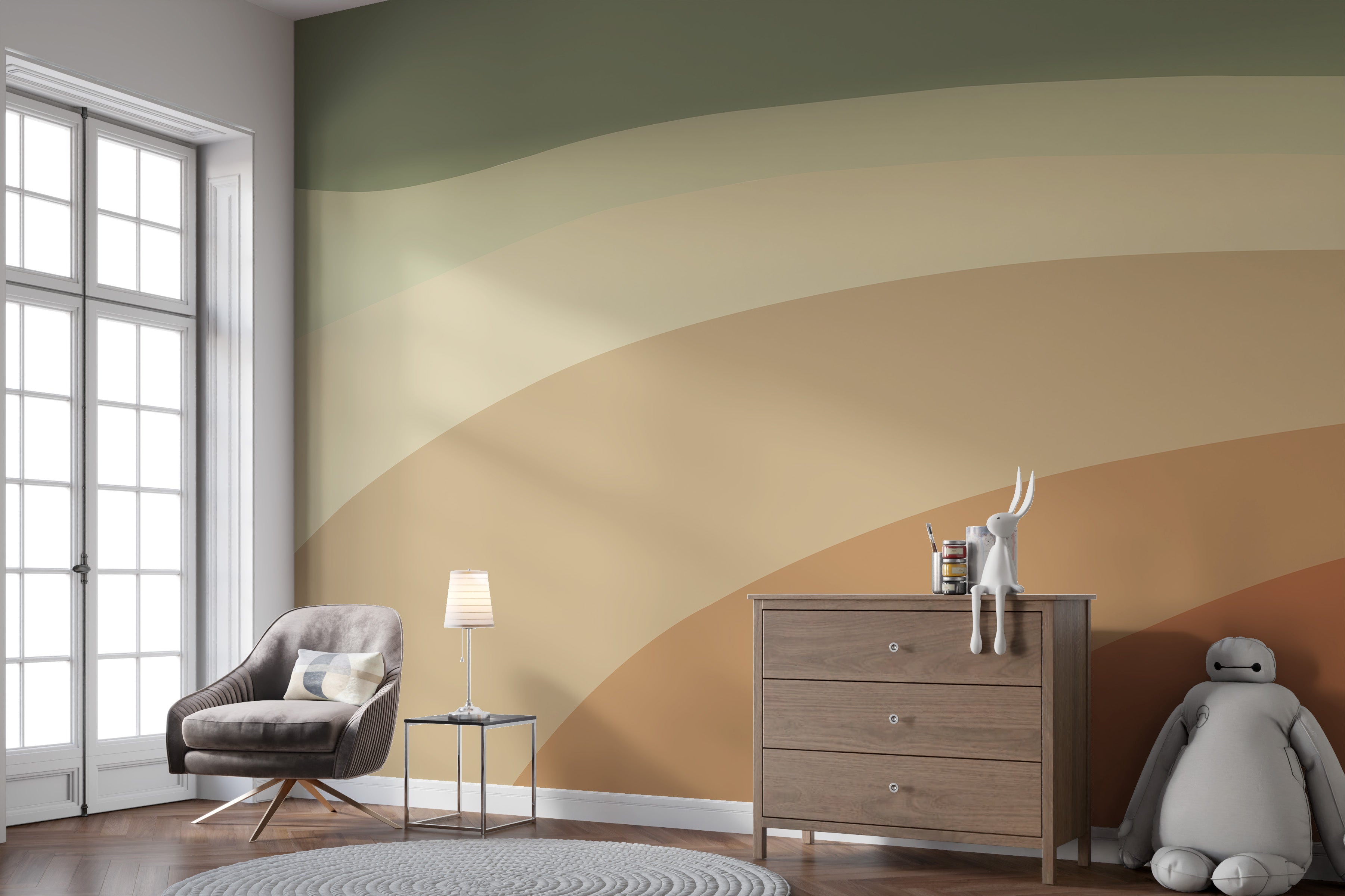 Sunset-Inspired Wall Mural
