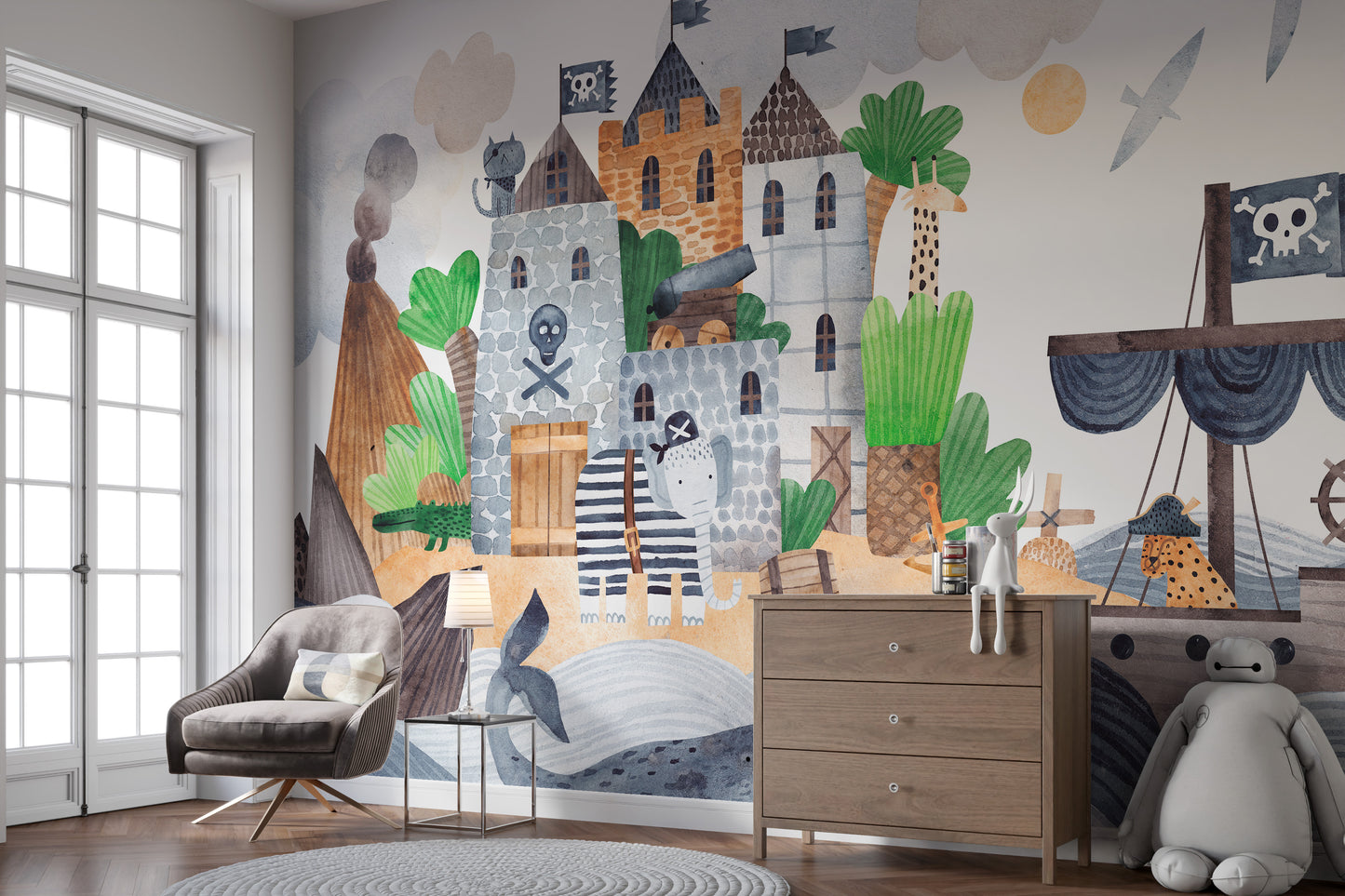 Pirate Fortress Wall Mural for Adventurous Themes