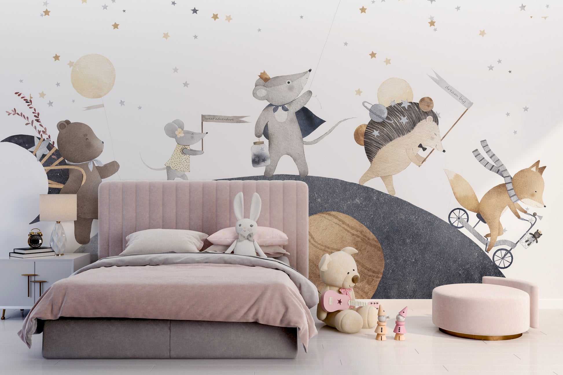 Sleepy Moon and Stars Mural
