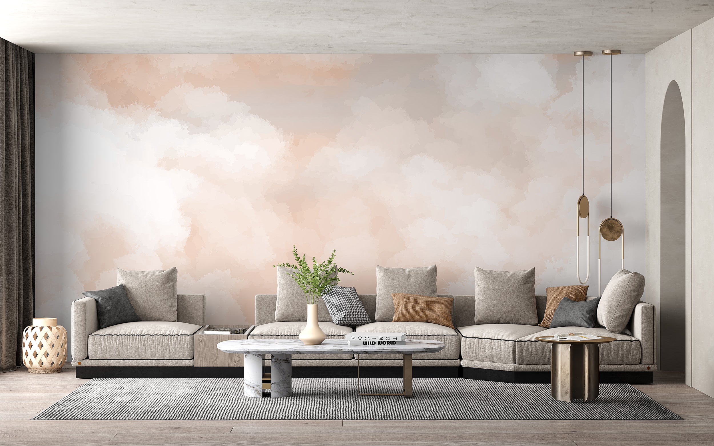 Peach gradient serene wallpaper mural
