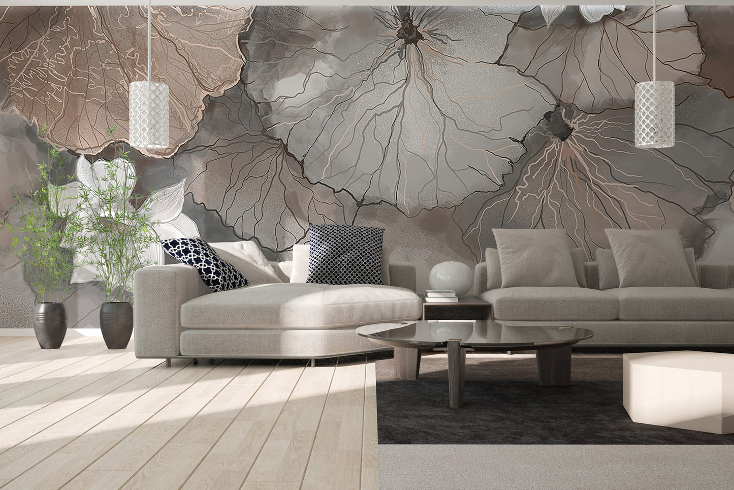 Lotus Leaf Symphony Peach Mural