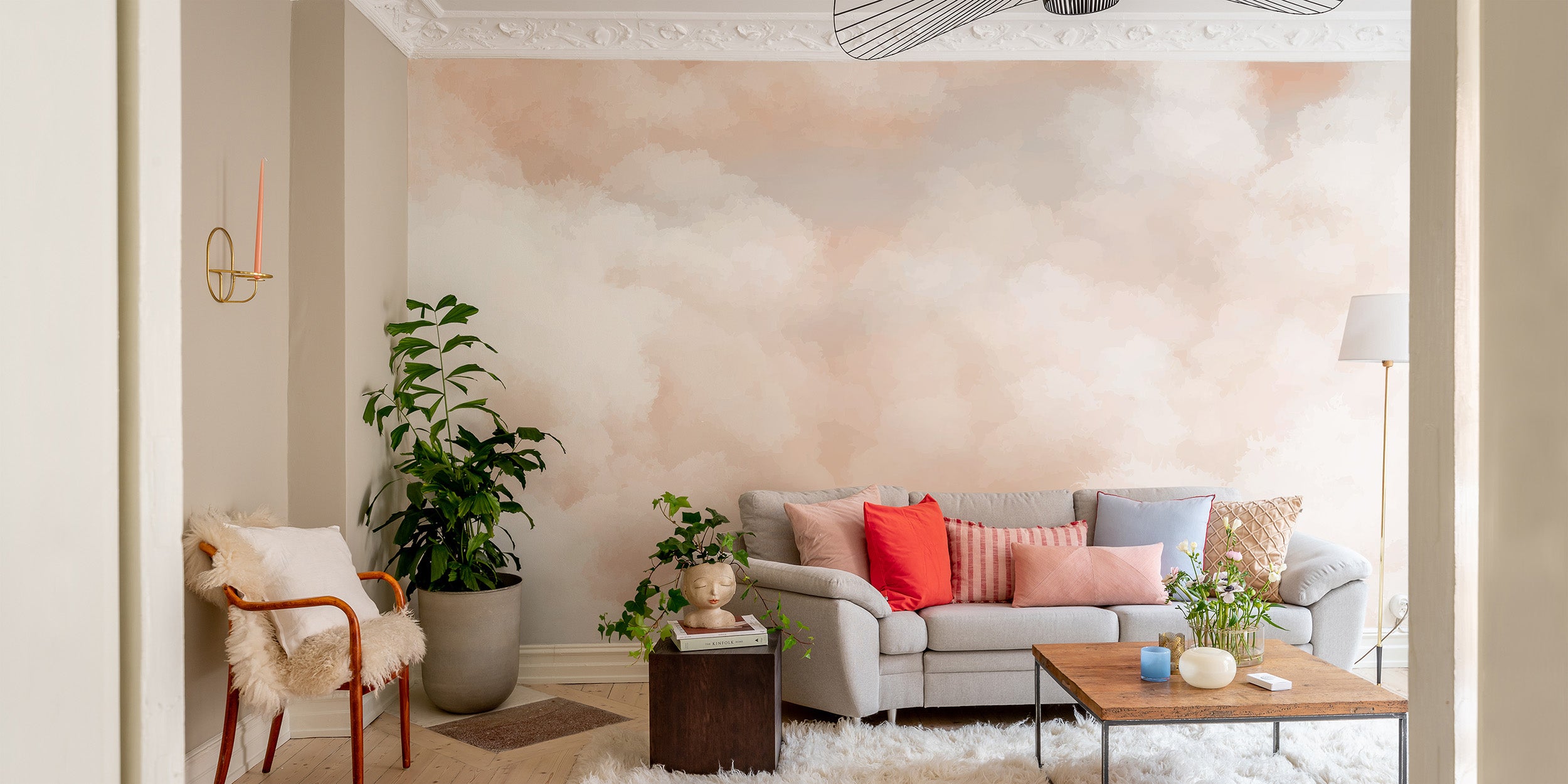 Soft peach-inspired wallpaper mural
