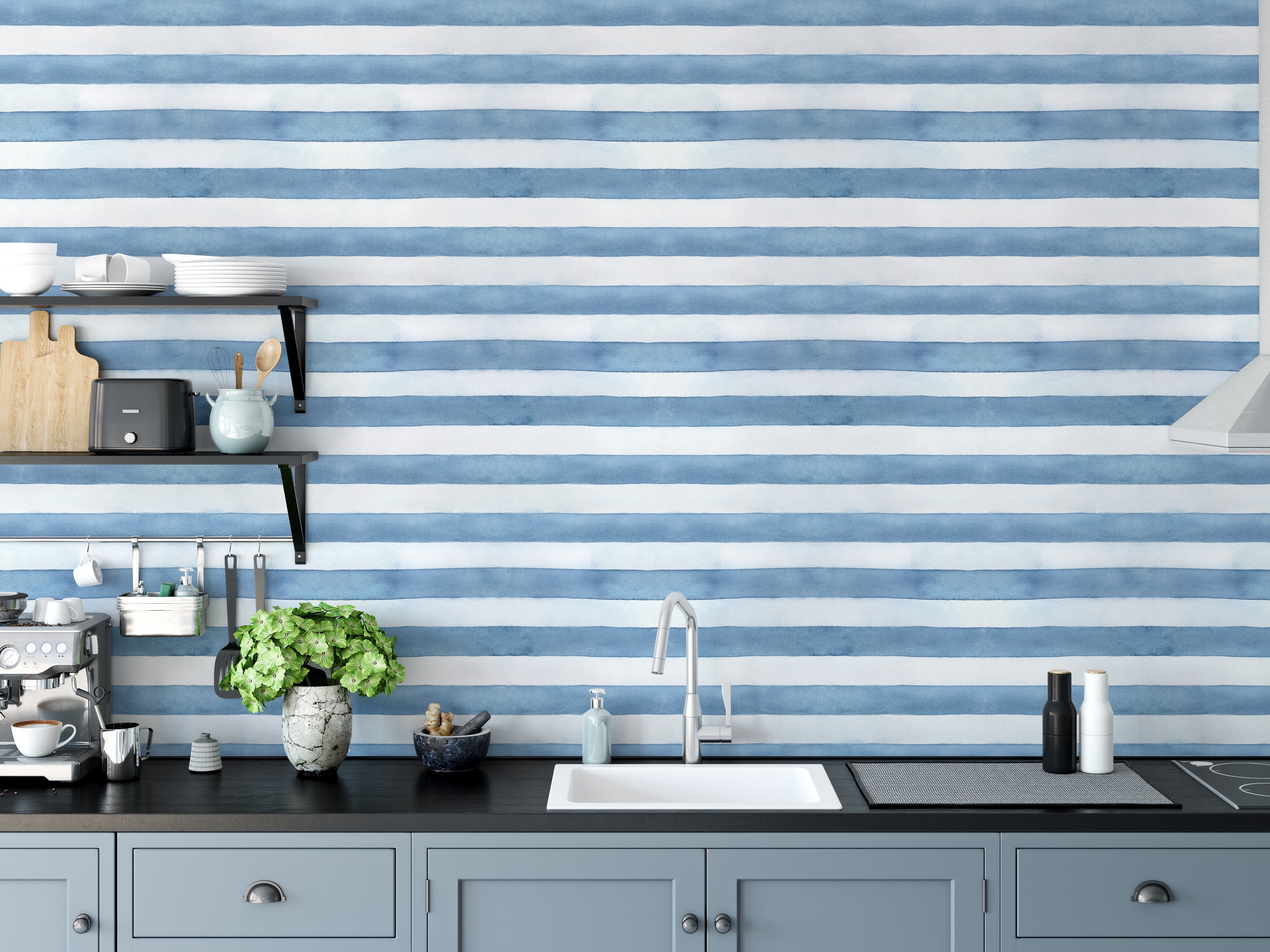 Fresh Nautical Stripes Wallpaper