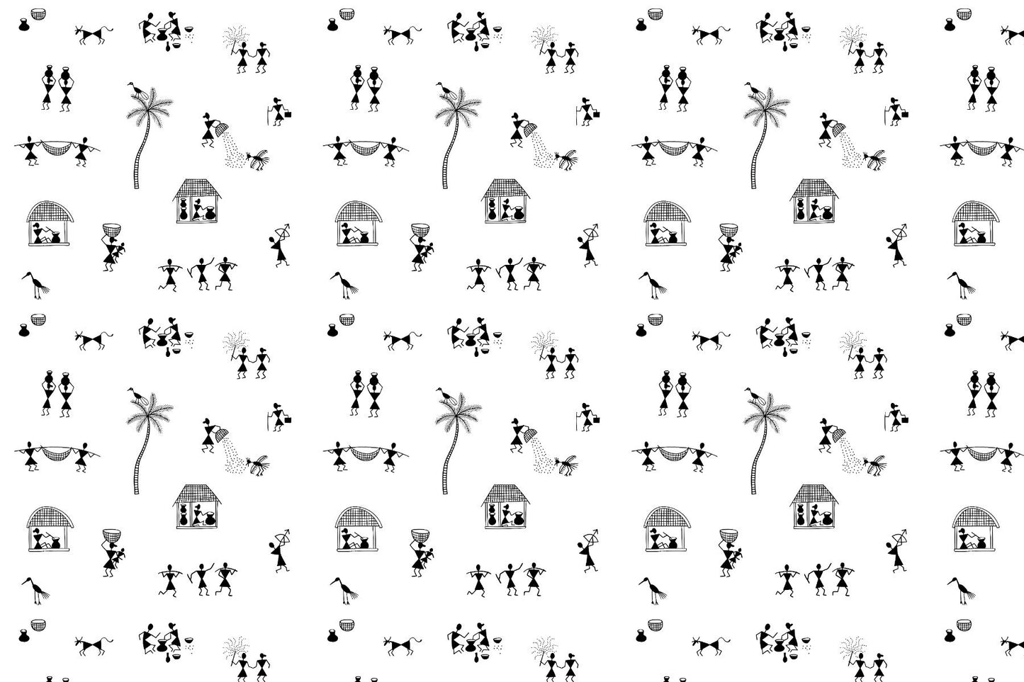 Warli Wonders Collection Mural Wallpaper