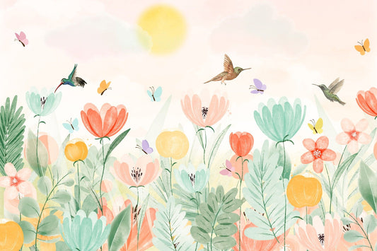 Soft Pastel Spring Garden Mural