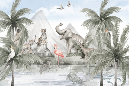 Tropical Wildlife Haven Wall Mural