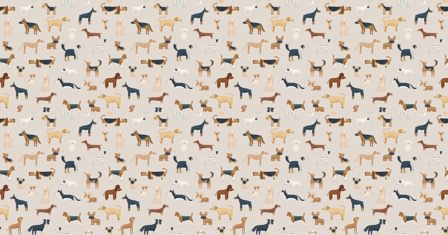 Beige Canine Parade Wallpaper