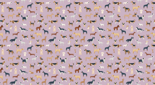 Lilac Dog Pattern Wallpaper