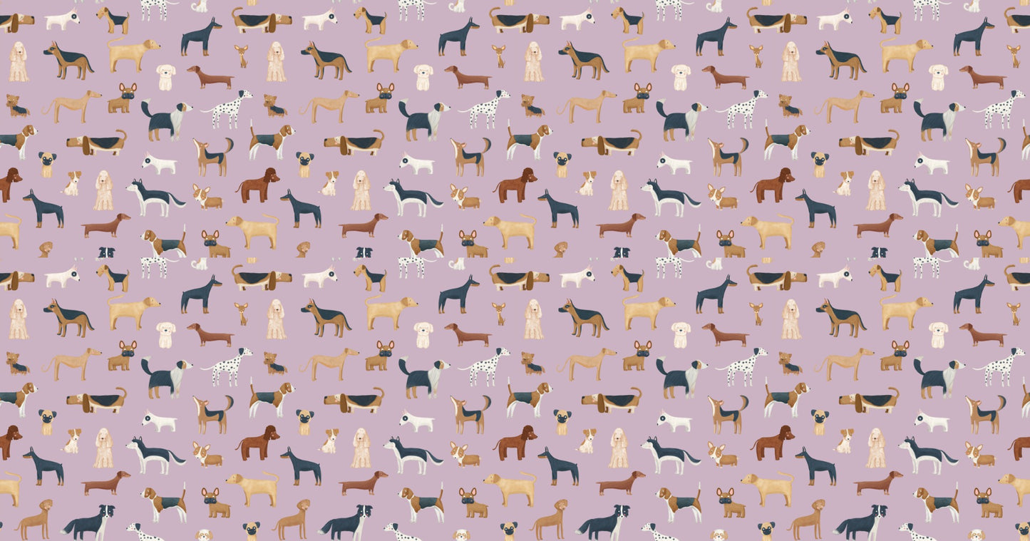 Lilac Dog Pattern Wallpaper