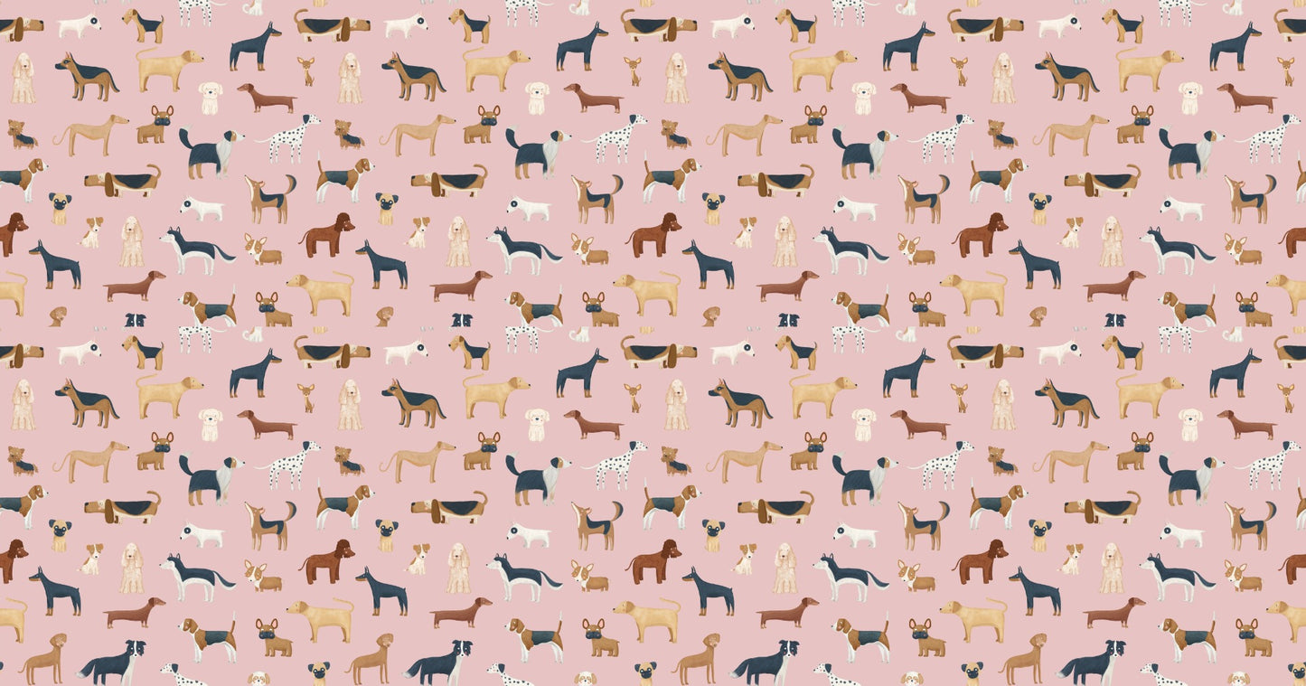 Hounds in Hues Pink Wallpaper