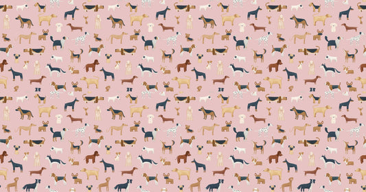 Hounds in Hues Pink Wallpaper