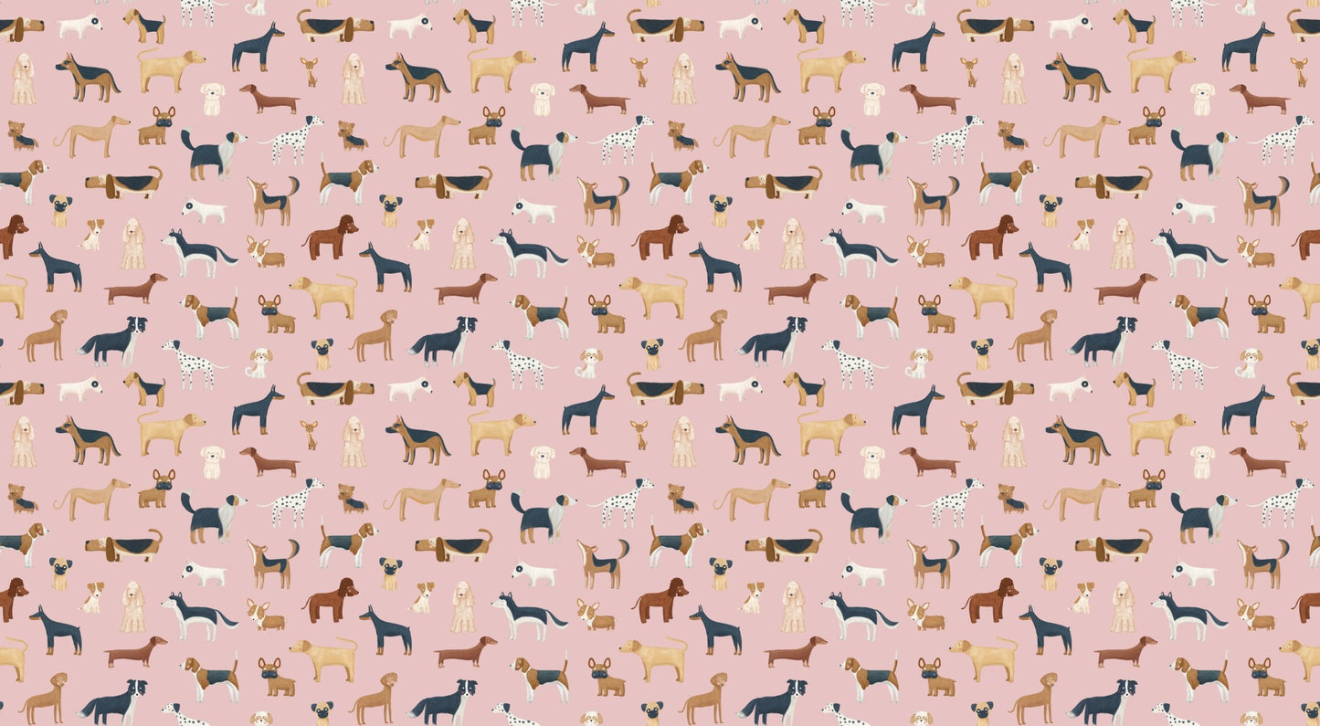 Hounds in Hues Pink Wallpaper