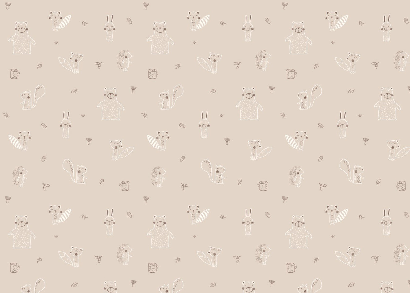 Beige Baby Forest Friends Wallpaper - Giffywalls