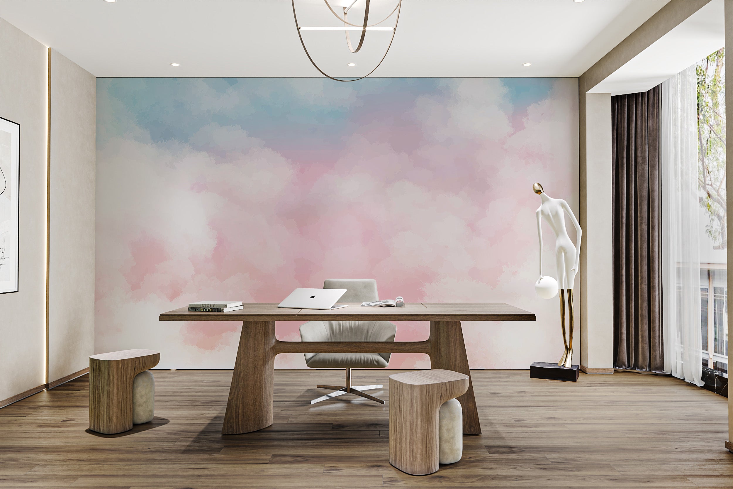 Serene cotton candy hues wallpaper mural