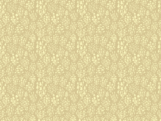 Ditsy Mushrooms Yellow Wallpaper