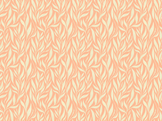 Peach and White Leavescapes Wallpaper