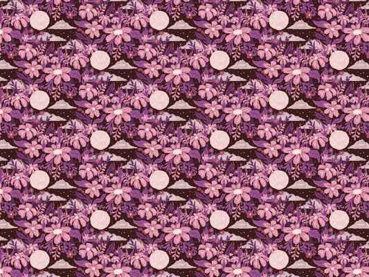 Moon Lit Garden Purple Wallpaper